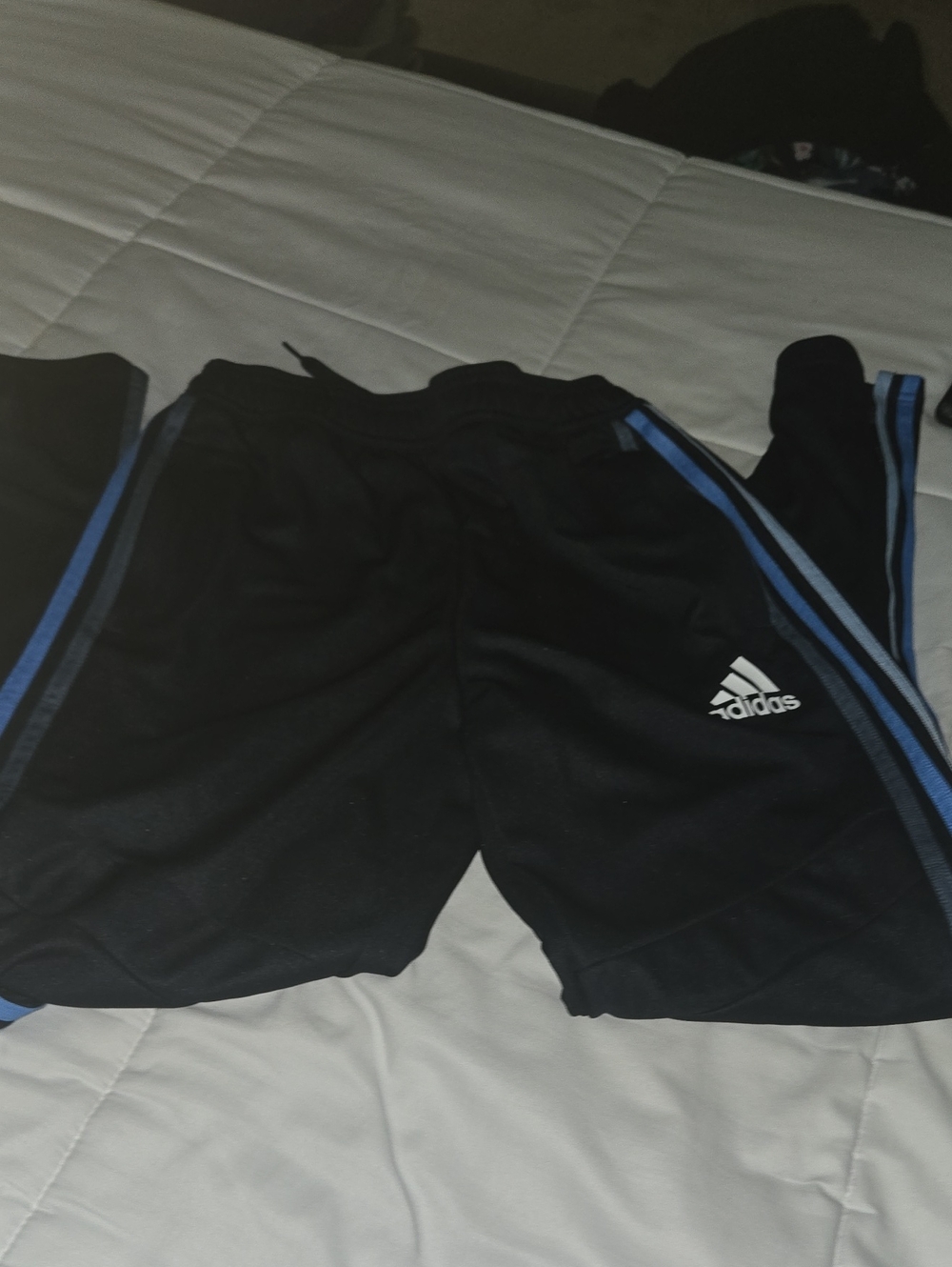 adidas Navy Blue Joggers with Blue Side Stripes - Kids